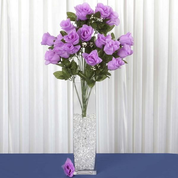 4 Bushes 96 Pcs Lavender Large Rose Buds Real Touch