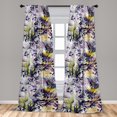 thumbnail image 2 of Wild Floral Window Curtains, Jungle Theme Grunge Design Flowers Vintage Silhouettes with Spots, Lightweight Decor 2-Panel Set with Rod Pocket, Pair of - 28"x84", Dark Indigo Yellow Green, by Ambesonne, 2 of 3