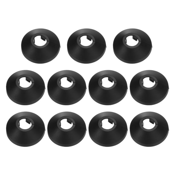 11PCS Pipe Cover Decor 0.6in/16mm Flange Pipe Cover Decor PP Plastic, Black
