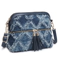 thumbnail image 1 of Bandolera Dasein para mujer, con borlas y bolsillo con cremallera, vaqueros, 1 of 6