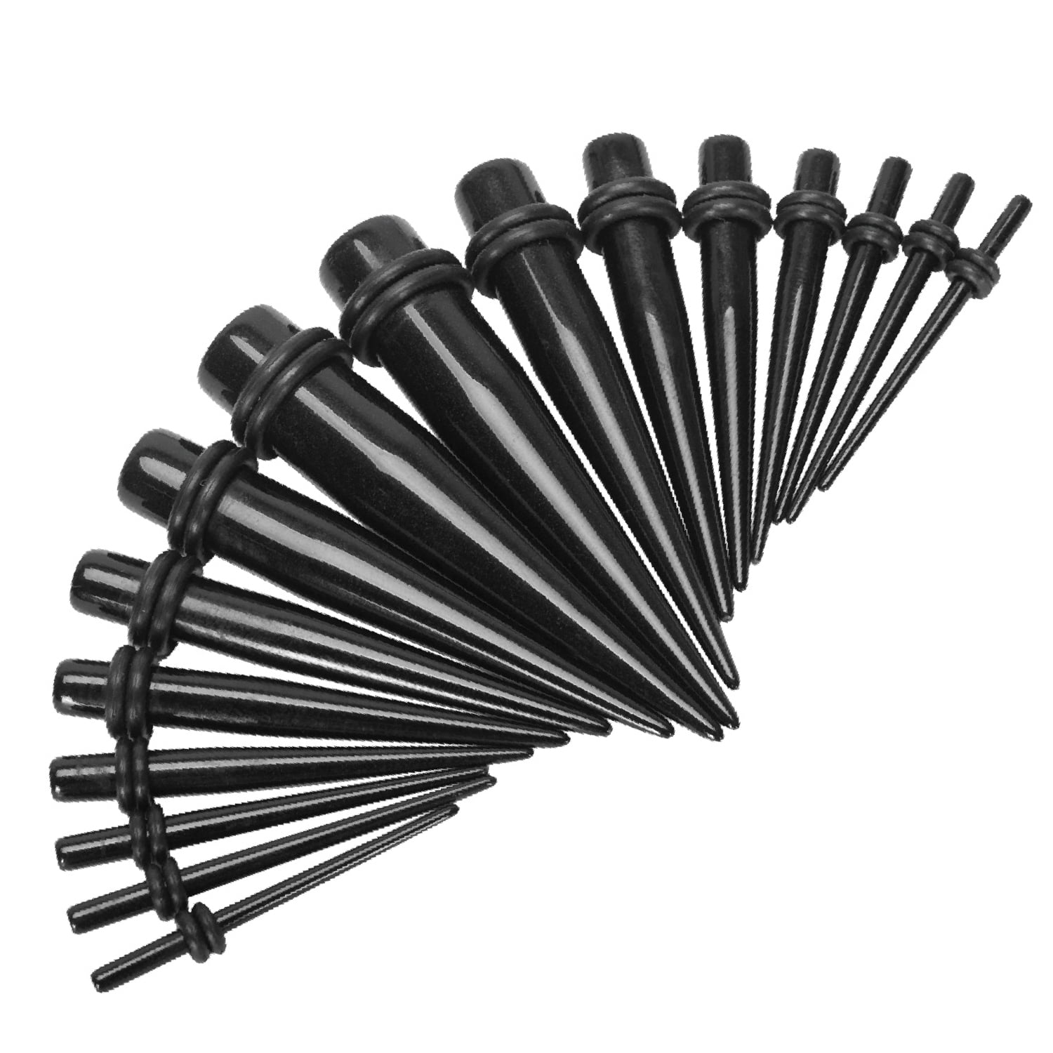 BodyJ4You 18 Pieces Black Ear Gauges Acrylic Taper Stretching Kit
