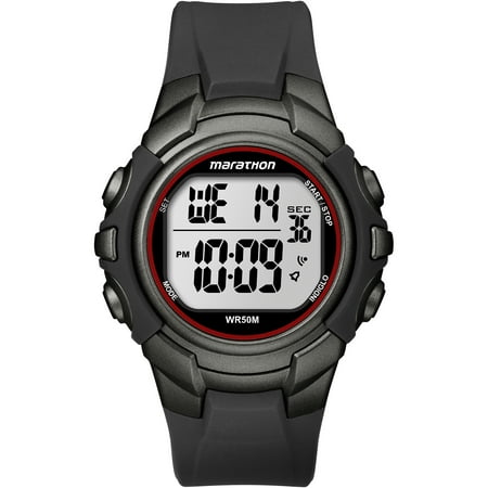 Marathon Mens Digital Full-Size Watch, Black Resin Strap