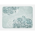 thumbnail image 1 of Floral Bath Mat, Vintage Inspired Swirled Lines Leaves Petals Shabby Classic Image Print, Non-Slip Plush Mat Bathroom Kitchen Laundry Room Decor, 29.5 X 17.5 Inches, Baby Blue Jade Green, Ambesonne, 1 of 2