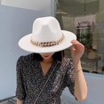 thumbnail image 2 of LINLIN Fedora Hat Unisex Wide Brim Jazz Hat Gentleman Hat with Big Gold Chain Autumn Winter Panama Hat for Men & Women, 2 of 3