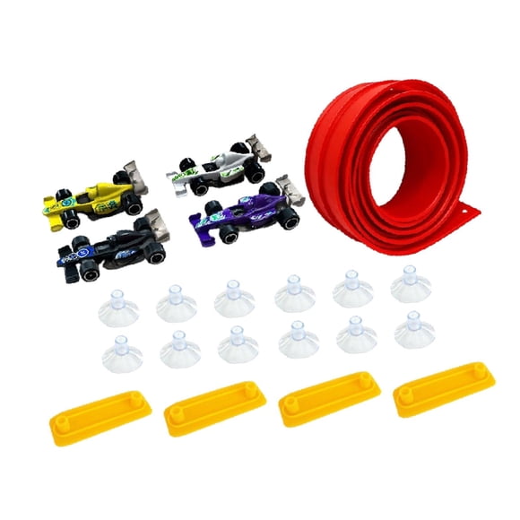 Pista de carreras flexible para niños, juguete para exteriores con ventosas y juntas, pista de carreras enrollable, juego interactivo para niños de 3 Rojo 5m