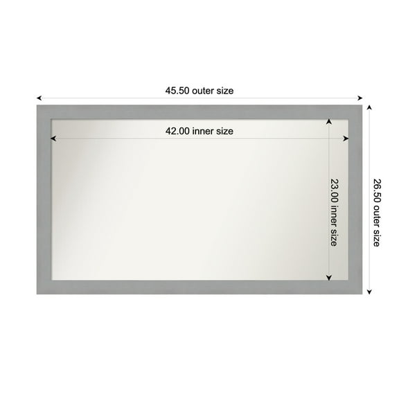 Amanti Art Custom Wall and Bathroom Mirror (26.5 x 45.5 in.), Brushed Nickel Frame