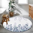 thumbnail image 4 of Round Area Rug 3 Ft, Spring Blue Eucalyptus Washable Non-Slip Circle Carpet for Living Room/Bedroom, Botanical Green Leaf Country Low-Profile Small Floor Mats Collection Rugs for Indoor, 4 of 7