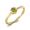thumbnail image 2 of 0.50 Ctw Round Peridot 925 Sterling Silver Gold Vermeil Solitaire Geometric Woman Mother's Day Gift Ring, 2 of 4