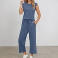 thumbnail image 2 of Women's Casual Sleeveless Trousers Suit Set Loose Fit Round Neck Tank Top And Pants Two Piece Outfit Comfortable Summer Wear 2 piece pj set for women, 2 of 4