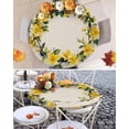 thumbnail image 3 of Round Tablecloth Watercolor Yellow Floral Elastic Edge Fitted Vintage Rustic Tropical Plastic Table Cover,Waterproof Oil Proof for Dinner,Outdoor, Picnic, 45"- 54" DIA Tables, 3 of 8