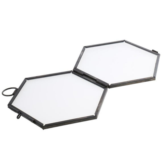 Hanging Metal Vintage Hexagon Photo Picture Frame Keepsake Gift 8.8x8.5cm - bck
