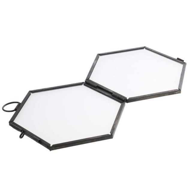 Cadre Photo Hexagonal Vintage en Métal Suspendu Souvenir Cadeau 8,8 X 8,5 cm - bck