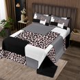 thumbnail image 2 of YST Striped Quilt Set for Boys,Abstract Leopard Printed Coverlet Set,Modern Square Bedspread Set,Black Geometric Bed Cover with 2 Pillowcases Lightweight,King, 2 of 5