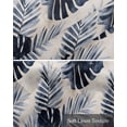 thumbnail image 6 of Navy Blue Palm Leaves Kitchen Valances for Windows Farmhouse Linen Window Valance Curtain for Living Room Window Treatment Tropical Botanical Retro Valance Rod Pocket Topper Drape, 42 x 12 Inch, 6 of 6