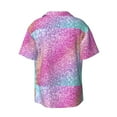 thumbnail image 2 of Vsdgher Fun Rainbow Pink Print Men's Wrinkle Free Untucked Cuban Shirt Business Casual Button Down Shirts Short Sleeve Shirt, 2 of 7