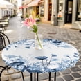 thumbnail image 6 of Navy Blue Flowers Round Tablecloth for 36-44 Inch Tables, Fitted Table Cover with Elastic Edge, Summer Pastoral Botanical Waterproof Outdoor Table Cloth Protector for Patio Garden Dinner Picnic, 6 of 9