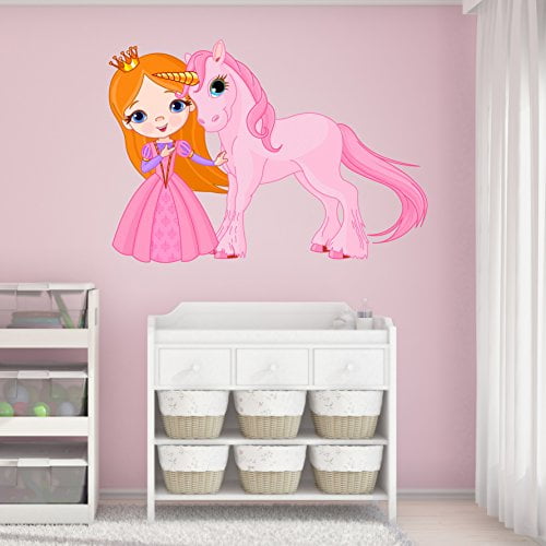 Princess Kisses Unicorn Quote Wall Sticker WS-41427