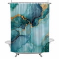 thumbnail image 2 of Marble Shower Curtain for Bathroom Decor, Abstract Art Teal Green Gradient Cave Rock Golden Lines Waterproof Fabric Shower Curtain, 72"x96" Set with 12 Hooks, 2 of 9