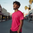 thumbnail image 4 of Dalix Astronaut Embroidered Mens Tee Cotton Casual Short Sleeve Crewneck Soft Fit in Fuchsia L Large, 4 of 5