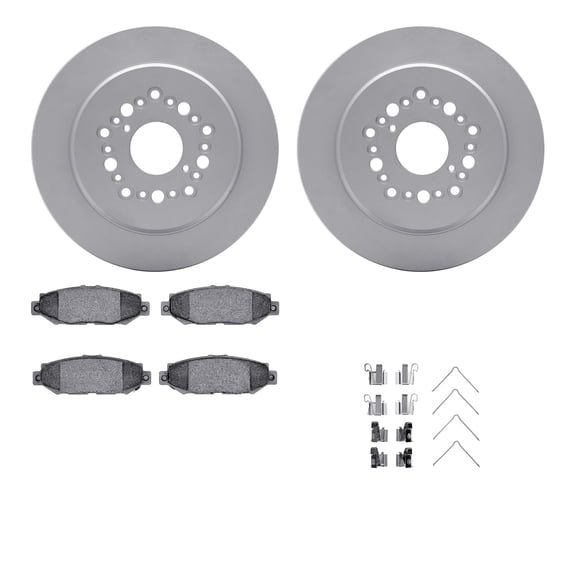 Dynamic Friction Company Rear Geospec Brake Rotors with 5000 Advanced Brake Pads includes Hardware 4512-75040