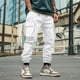 thumbnail image 1 of Pantalones largos para hombre, informales, a la moda, transpirables, con cintura elástica y múltiples bolsillos, pantalones cargo con cierre de velcro, pantalones de rayón para hombre., 1 of 9