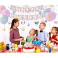 thumbnail image 6 of Butterfly Birthday Party Decorations - Butterfly Happy Birthday Banner, Macaron Balloons, 3D Butterfly Stickers, Cake Topper, Spring Hanging Swirls for Girls Party Garden Birthday Backdrop Supplies, 6 of 7