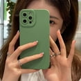 thumbnail image 1 of Funda de teléfono de silicona suave verde brillante a la moda para iPhone 13 14 11 12 Pro Max XS XR 7 8 Plus SE 2020 Color caramelo marea cubierta mate Tan Jianjun unisex, 1 of 2