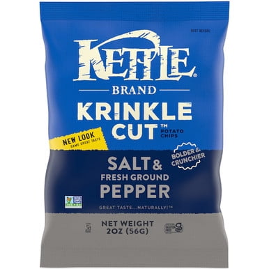 (Price/Case)Kettle Foods Sea Salt & Pepper Krinkle Cut Potato Chips 2 Ounces - 6 Per Case
