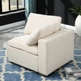thumbnail image 3 of Beige Chenille Right Facing Armchair Sectional Couch - Stylish And Practical Seating Modular With High-elastic Sponge For A Firm Sitting Sense, 3 of 3