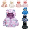 thumbnail image 2 of YTDSCS 1-7T Boys Girls Winter Coats down Cotton Printed Jacket for Toddler Kids Fall Winter Ears Hooded Coats Baby Light Puffer Padded Outerwear for Unisex, 2 of 8