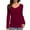 Burgundy, variant on Long Sleeve Shirts for Women Sexy V Neck Tops Fitted Tight T Shirts Basic Tee
