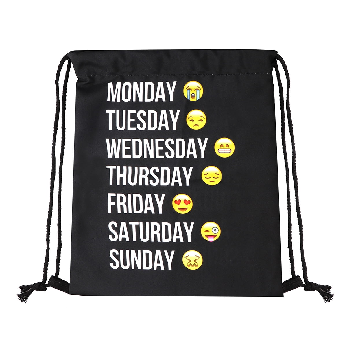 12L Portable Emoji Drawstring Backpack Week Faces Sack Bag Travel Sport Gym Bag for Men Teens Women Girl by