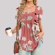 thumbnail image 1 of Fiudx Ofertas de La Semana Blusa Holgada de Manga Corta con Cuello En V Informal Estampada a La Moda para Mujer, 1 of 6