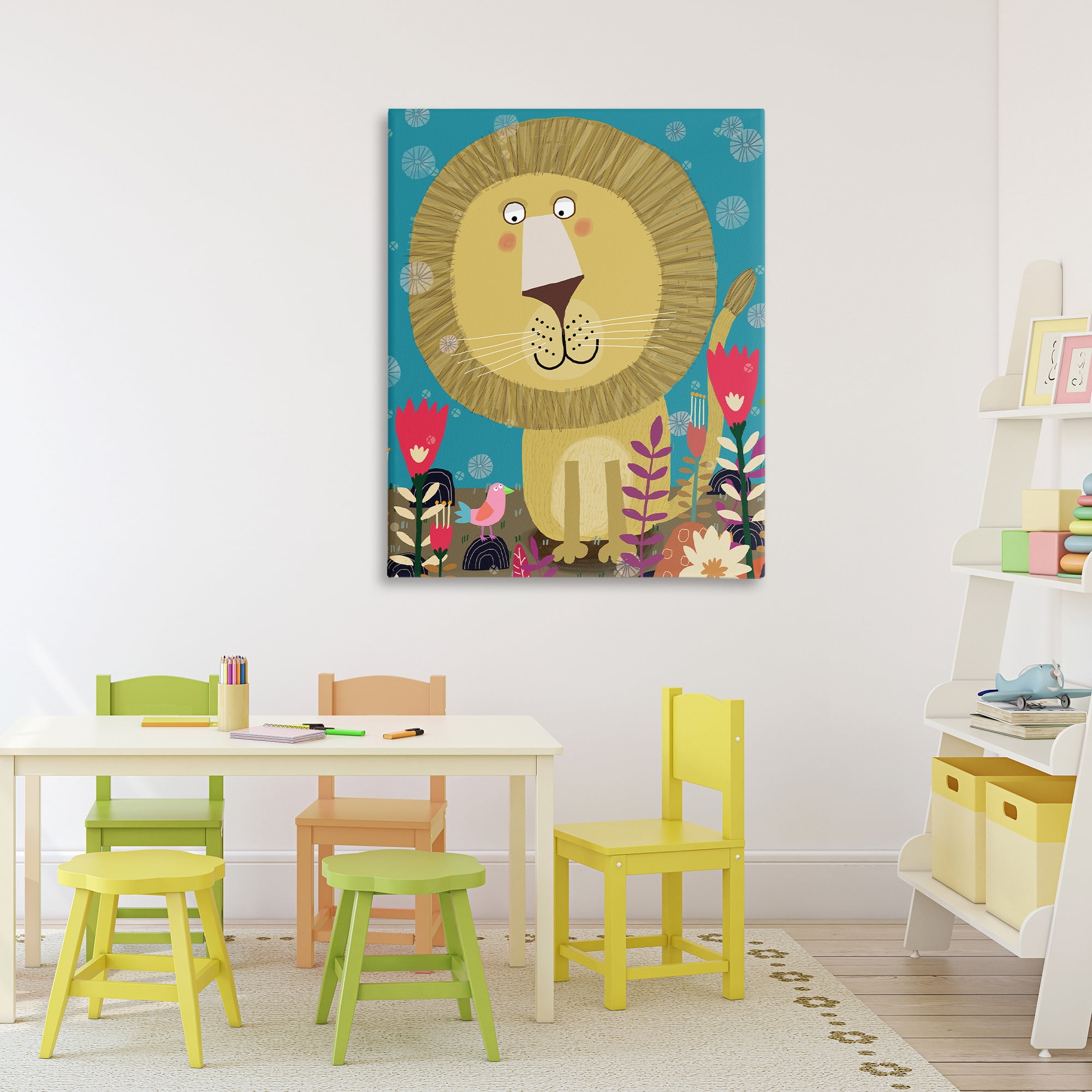 Stupell Industries Boho Lion & Flowers Canvas Wall Art, design by Carla Daly