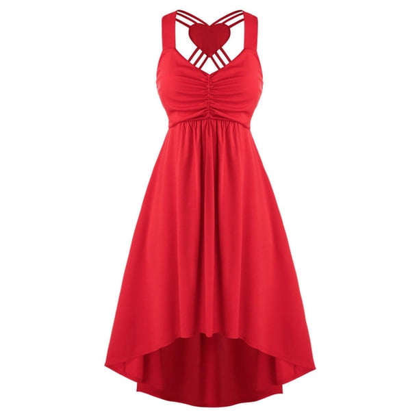 Vestido de Fiesta Talla Extra Asimétrico Estampado Corazón Rosegal Vestidos casuales de talla grande