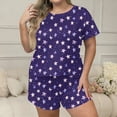 thumbnail image 2 of Tqcoqu Women's Plus Size Pajama Sets Short Sleeve Pjs 2 Piece Top and Shorts Sleepwear Comfy Soft Lounge Sets with Pockets,A-Blue,Women's XL-XXXXXL, 2 of 7