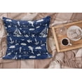 thumbnail image 2 of Navy Blue Fluffy Throw Pillow Cushion Cover, Sailboat Vertical Stripe Pattern Anchor Fishes Gulls Paint Effect Nautical Theme, Rectangle Accent Pillow Case, 26" x 16", Blue White, by Ambesonne, 2 of 5