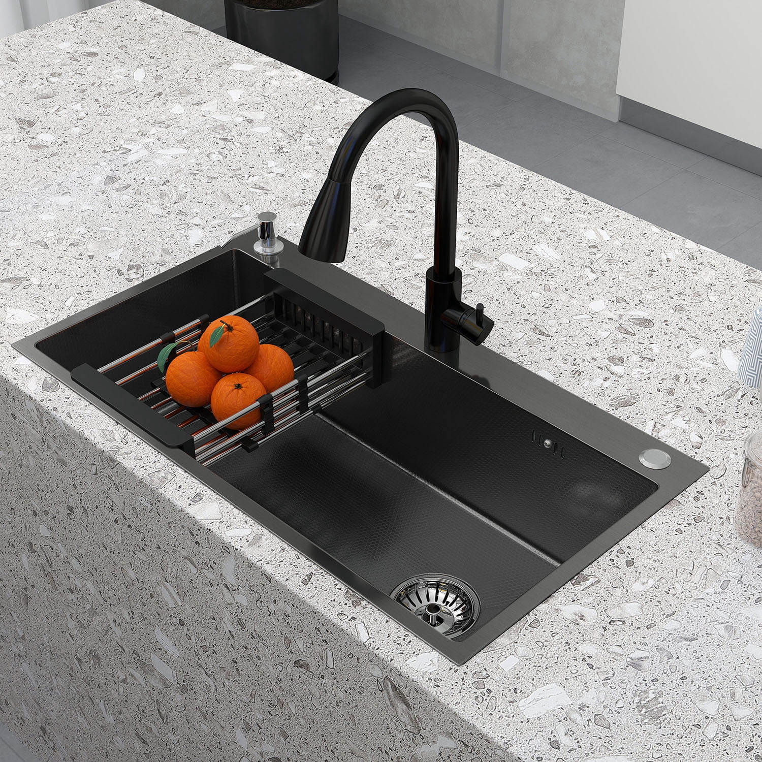 lemontalking 28" Drop In Kitchen Sink Stainless Steel Single Bowl Top Mount Black