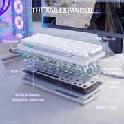 ATTACK SHARK X68 HE 60% Wired Mechanical Gaming Keyboard, Rapid Trigger, Adjustable Actuation, Hall Effect Magnetic Switches, 8KHz Polling Rate, RGB Backlit, PC/Mac Compatible, White