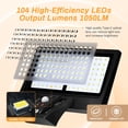 thumbnail image 2 of JESLED Solar Lights, 104 LED Motion Sensor Lights Outdoor, Remote Control, IP65 Waterproof, 6000K Temperatures, 4 Modes Outside Lights Solar Powered for Yard, Garage, Garden (2 Pack), 2 of 7
