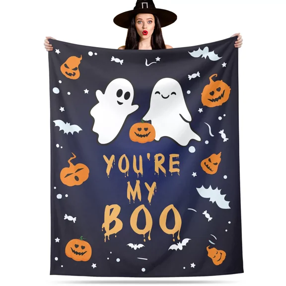 Kuscheln Halloween Blanket for Women Men, Fall Throws for Boyfriend Girlfriend, Soft You Are My Boo Blanket for Couples, Cute Spooky Halloween Decor for Couch, Bed, Living Room, 50"x60"