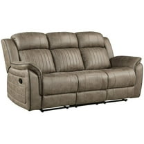 Pemberly Row 20.5" Modern Microfiber Upholstered Reclining Sofa in Sandy Brown