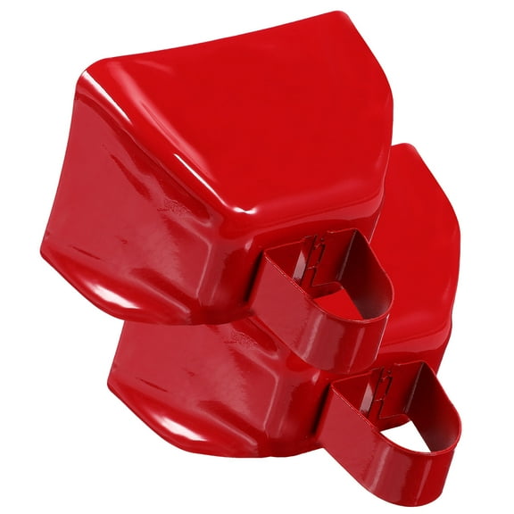 HOOWIFFY 2Pcs Red Metal Cow Bells re Shape with Handle Noise Makers for Football Games and Decoration