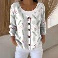 thumbnail image 2 of Kaondbfi Women's Cardigan, Printed Women's Casual Button Cardigan with V Neck and Thick Needle Hole Stripe Winter Clothing for Women, 2 of 4