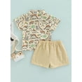 thumbnail image 4 of Genuiskids Toddler Baby Girl Boy Dinosaur Short Sleeve Button Down Shirt Casual Shorts Set Summer Outfits 2Pcs Clothes Set, 4 of 9