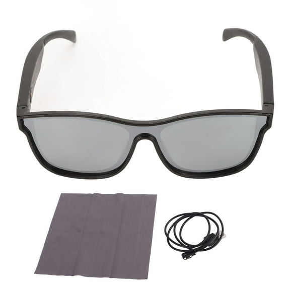 Bluetooth Glasses Fashionable Elegant Touch Control HiFi Stereo Sound Smart Glasses for Sports Music Walking Silver