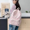 thumbnail image 3 of Aesthetic Floral School Backpack, Water Proof Backpack, Spacious Bookbag for Shopping Work College, Pink, 3 of 9