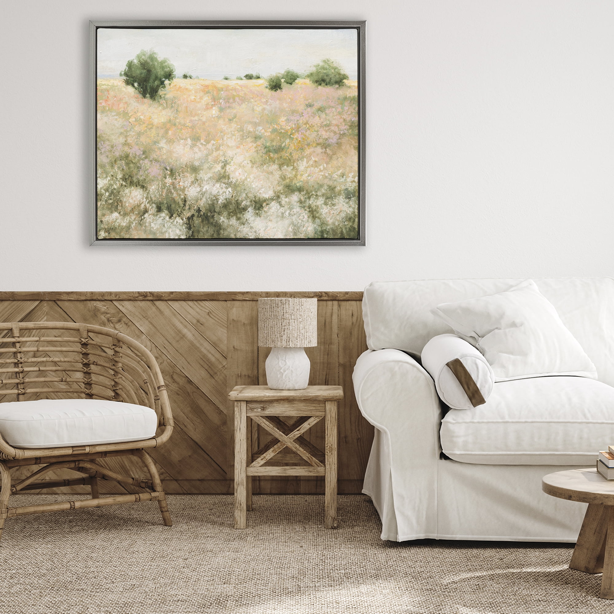 Stupell Industries Pastoral Freedom Field Gray Framed Floater Canvas Wall Art, design by Julia Purinton