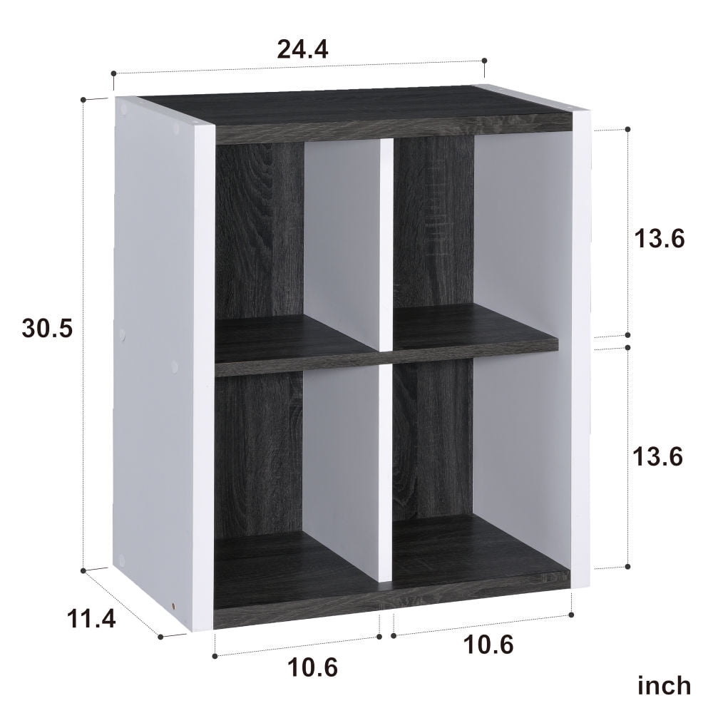 Kepooman 4 Layers Modern Reversible Wood Diy Organizer Display Rack for Home Office, Black Kepooman 4 Layers Modern Reversible Wood Diy Organizer Display Rack for Home Office, Black