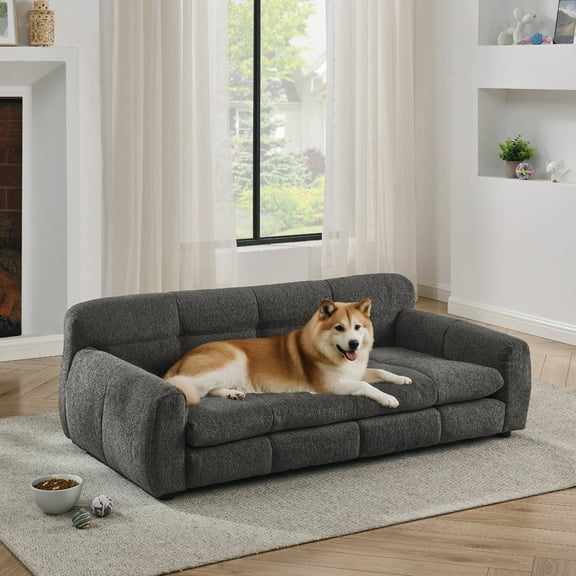 Soft and comfortable pet bed for big and oversized dogs, durable elevated dog sofa bed, comfortable dog sofa, modern and fashionable linen fabric dog sofa